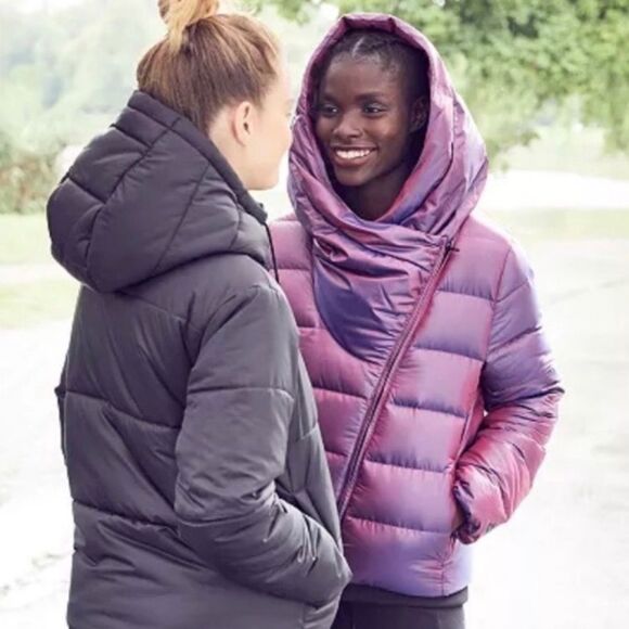 GUC Nike Down Jacket Hooded Puffer Iridescent Purple Asymmetric Zip SOLD OUT - Picture 15 of 15